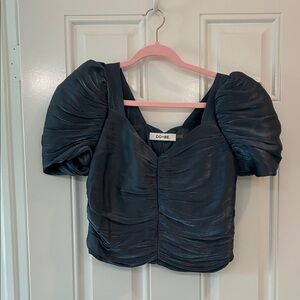 DO+BE Women's Shimmering Navy Puff Sleeve Blouse